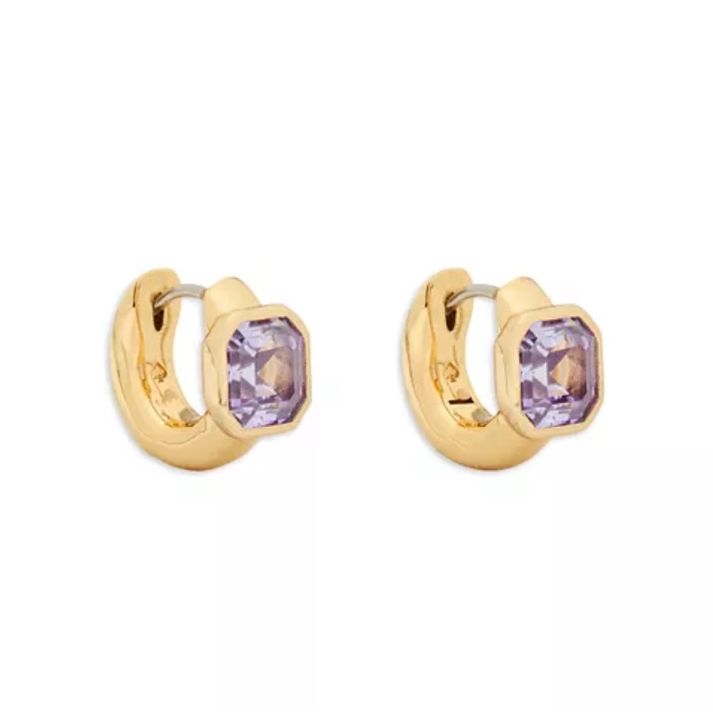 $58 Kate Spade Keep Sparkling Asscher Huggie Earrings purple - Picture 3 of 6